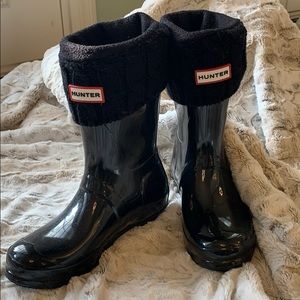 Hunter Boots with fleece liner socks